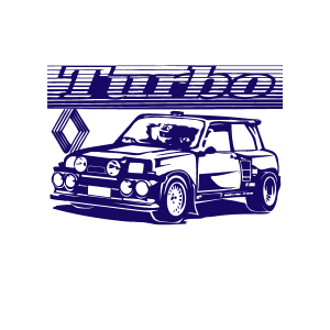 Renault 5 Turbo logo 30x15 Azul Mate
