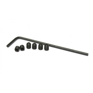 Llave allen 0,9 mm. + 6 esparrago allen M2 x 3 mm.